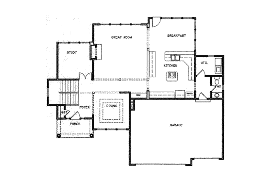 Floor Plan - Main Floor for Traditional House Plan #6-143 - 4 bed, 3.5 bath