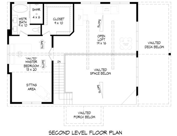 House Blueprint - Floor Plan - Upper Floor for Cabin House Plan #932-1433 - 3 bed, 2.5 bath