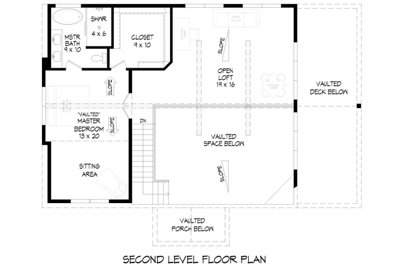 House Blueprint - Floor Plan - Upper Floor for Cabin House Plan #932-1433 - 3 bed, 2.5 bath