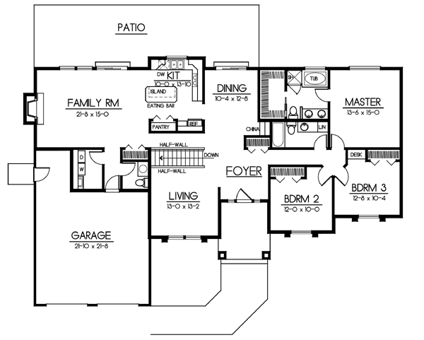 Mediterranean Floor Plan - Main Floor Plan #100-421