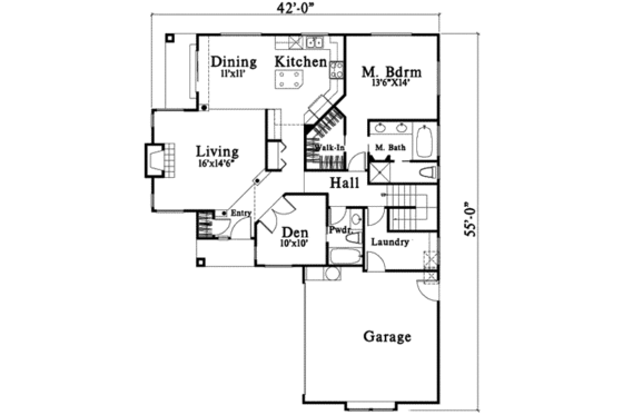Floor Plan - Main Floor for Cottage House Plan #78-198 - 2 bed, 3 bath