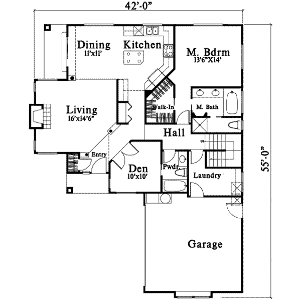 Cottage Floor Plan - Main Floor Plan #78-198