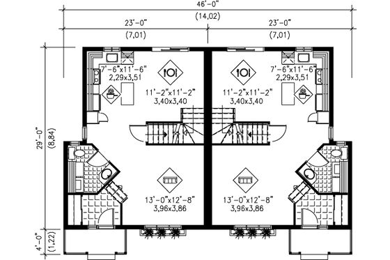 Floor Plan - Main Floor for European House Plan #25-357 - 3 bed, 1.5 bath
