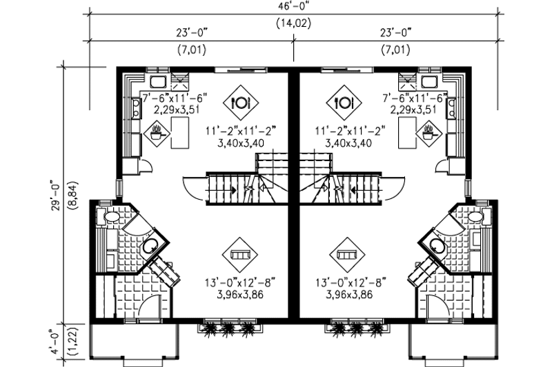 Dream House Plan - Floor Plan - Main Floor for European House Plan #25-357 - 3 bed, 1.5 bath