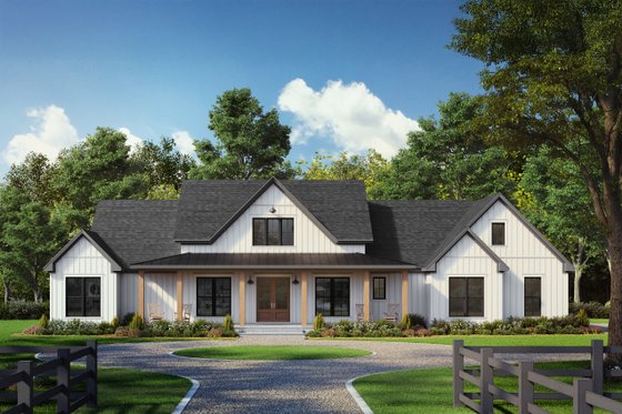 Exterior - Front Elevation 3 for Farmhouse House Plan #430-378 - 4 bed, 3.5 bath