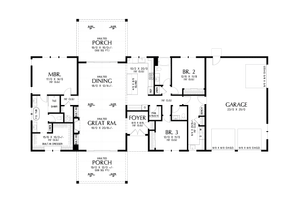 Floor Plan - Main Floor for Barndominium House Plan #48-1200 - 3 bed, 2.5 bath