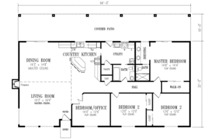 Floor Plan - Main Floor for Ranch House Plan #1-445 - 4 bed, 2 bath