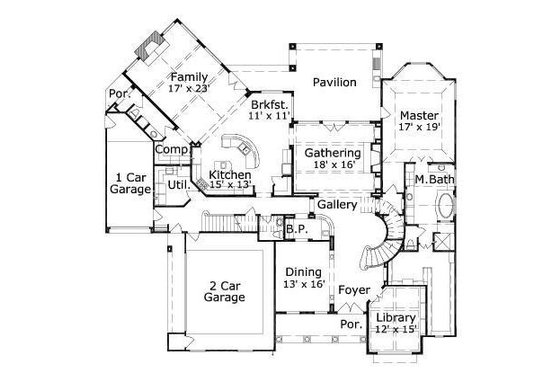Floor Plan - Main Floor for European House Plan #411-695 - 4 bed, 4.5 bath