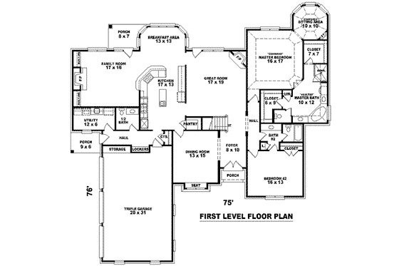 Floor Plan - Main Floor for European House Plan #81-1321 - 4 bed, 4 bath