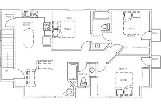 Floor Plan - Upper Floor for Traditional House Plan #117-254 - 3 bed, 2 bath