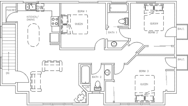 Traditional Floor Plan - Upper Floor Plan #117-254