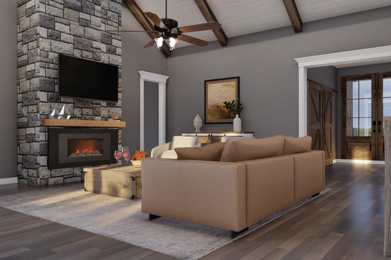 Dream House Plan - Interior - Family Room 2 for Barndominium House Plan #923-366 - 3 bed, 3.5 bath