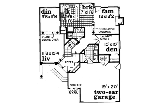 Floor Plan - Main Floor for European House Plan #47-216 - 3 bed, 3 bath