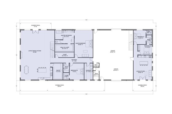 Floor Plan - Main Floor for Barndominium House Plan #1107-51 - 6 bed, 5.5 bath