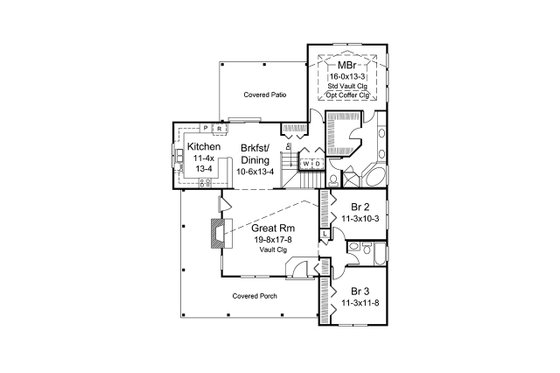 Floor Plan - Main Floor for Country House Plan #57-669 - 3 bed, 2 bath