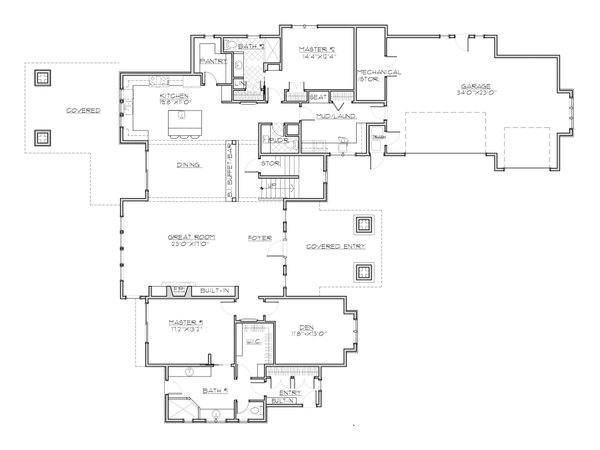 Floor Plan - Main Floor for Craftsman House Plan #892-50 - 5 bed, 4.5 bath