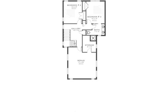 Floor Plan - Upper Floor for Ranch House Plan #1101-55 - 3 bed, 2.5 bath