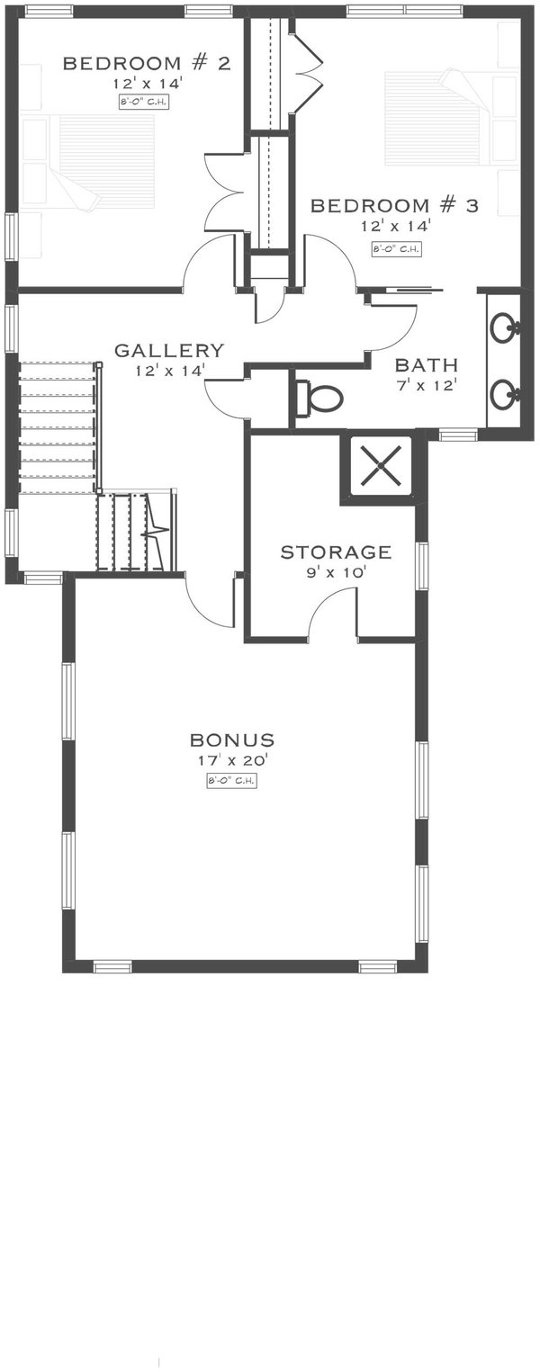 Ranch Floor Plan - Upper Floor Plan #1101-55