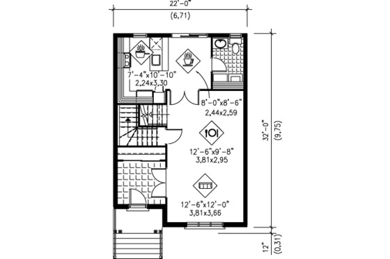 Floor Plan - Main Floor for Victorian House Plan #25-4228 - 3 bed, 1.5 bath