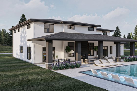 Exterior - Rear Elevation for Modern House Plan #455-611 - 4 bed, 3.5 bath