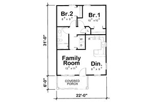 Floor Plan - Main Floor for Cottage House Plan #20-2364 - 2 bed, 1 bath