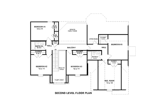 Floor Plan - Upper Floor for Traditional House Plan #81-13843 - 5 bed, 3.5 bath