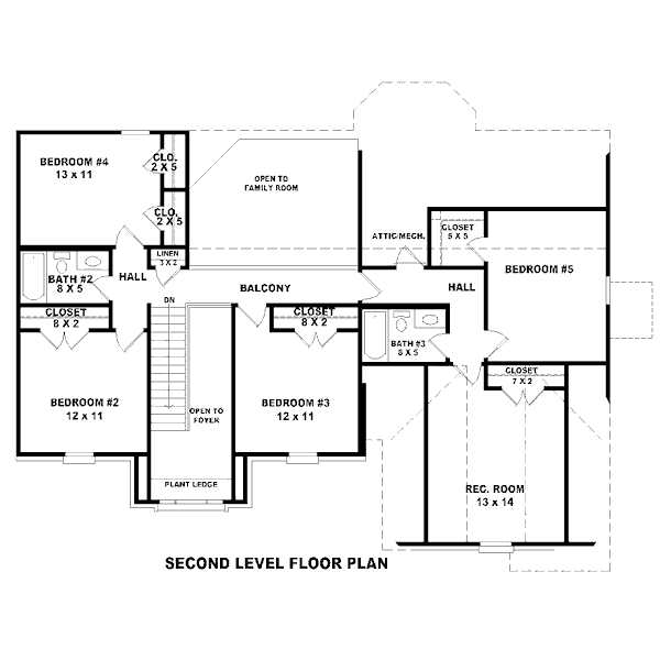 Traditional Floor Plan - Upper Floor Plan #81-13843