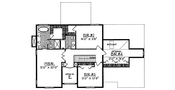 Architectural House Design - Traditional Floor Plan - Upper Floor Plan #70-456