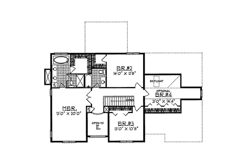 Home Plan - Floor Plan - Upper Floor for Traditional House Plan #70-456 - 3 bed, 2.5 bath