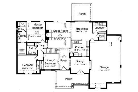 Floor Plan - Main Floor for Traditional House Plan #46-421 - 3 bed, 2 bath