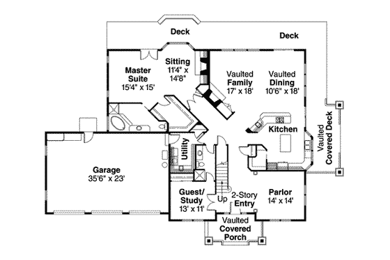 Floor Plan - Main Floor for Country House Plan #124-454 - 4 bed, 3 bath