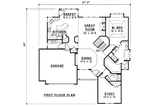Floor Plan - Main Floor for European House Plan #67-321 - 4 bed, 4 bath