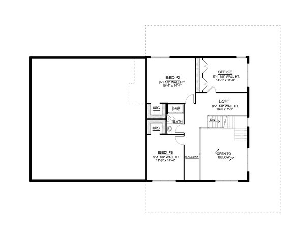 Barndominium Floor Plan - Upper Floor Plan #1064-207
