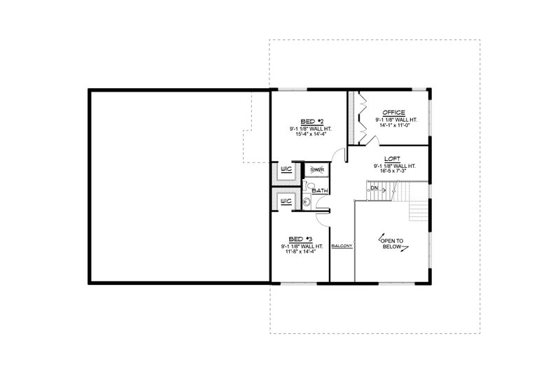House Blueprint - Floor Plan - Upper Floor for Barndominium House Plan #1064-207 - 3 bed, 3.5 bath