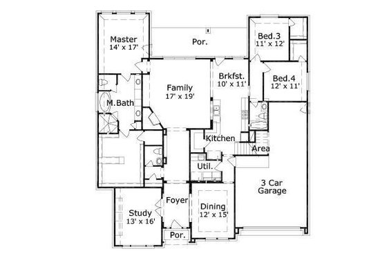 Floor Plan - Main Floor for European House Plan #411-597 - 4 bed, 3.5 bath