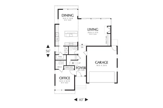 Floor Plan - Main Floor for Modern House Plan #48-534 - 3 bed, 2.5 bath