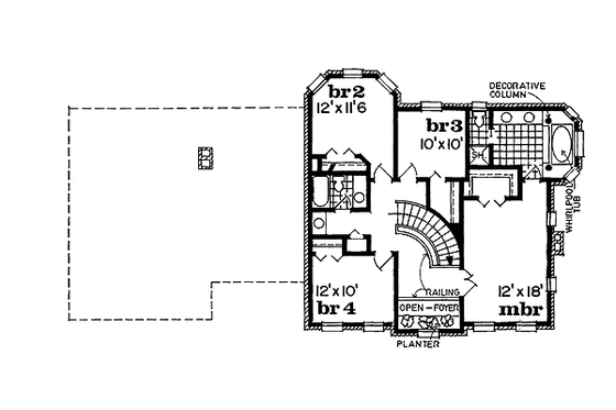 Floor Plan - Upper Floor for European House Plan #47-194 - 4 bed, 3 bath