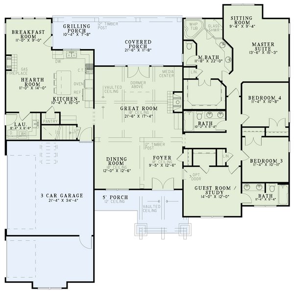 Craftsman Floor Plan - Main Floor Plan #17-2374