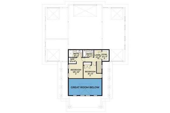 Floor Plan - Upper Floor for Barndominium House Plan #1070-218 - 2 bed, 2.5 bath