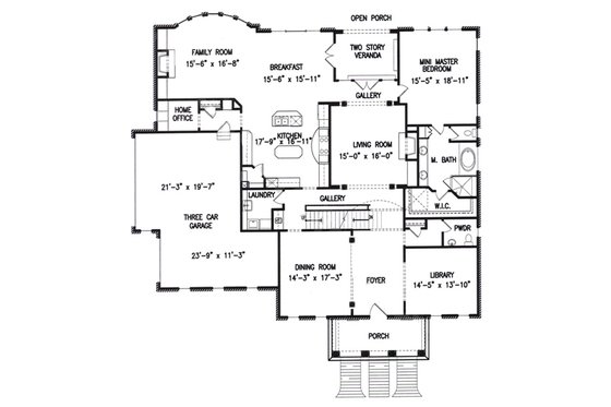 Floor Plan - Main Floor for Colonial House Plan #54-133 - 5 bed, 5.5 bath