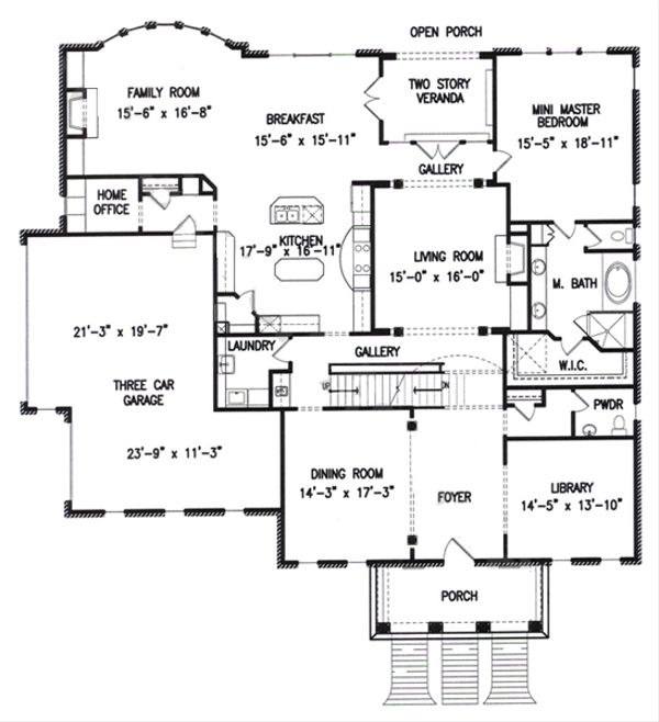 House Blueprint - Colonial Floor Plan - Main Floor Plan #54-133