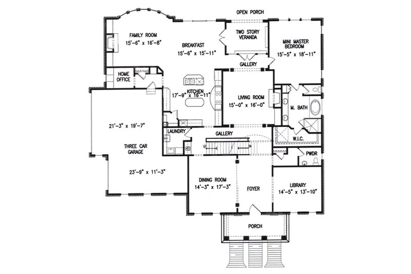 Home Plan - Floor Plan - Main Floor for Colonial House Plan #54-133 - 5 bed, 5.5 bath