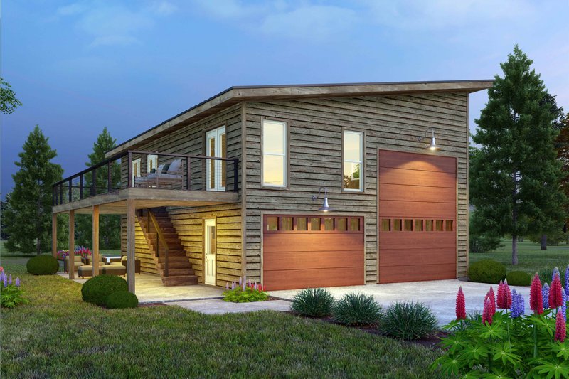 House Blueprint - Exterior - Rear Elevation for Country House Plan #932-1399 - 1 bed, 1 bath