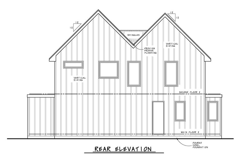 House Blueprint - Exterior - Rear Elevation for Modern House Plan #20-2505 - 3 bed, 2.5 bath