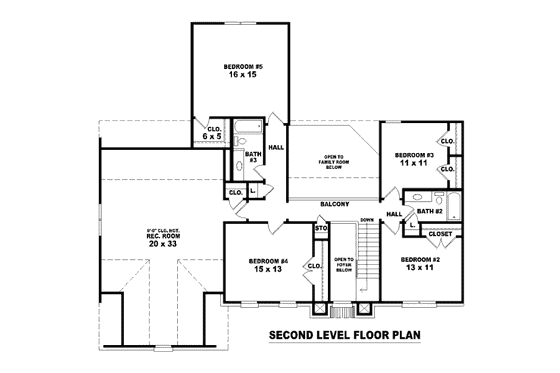 Floor Plan - Upper Floor for European House Plan #81-13700 - 5 bed, 3.5 bath