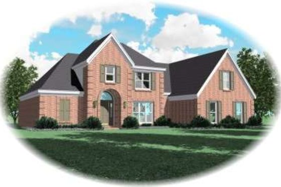 Exterior - Front Elevation for European House Plan #81-1557 - 4 bed, 3 bath