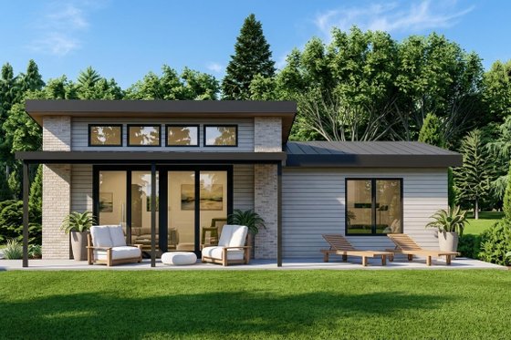 Exterior - Front Elevation for Modern House Plan #1064-121 - 1 bed, 1 bath