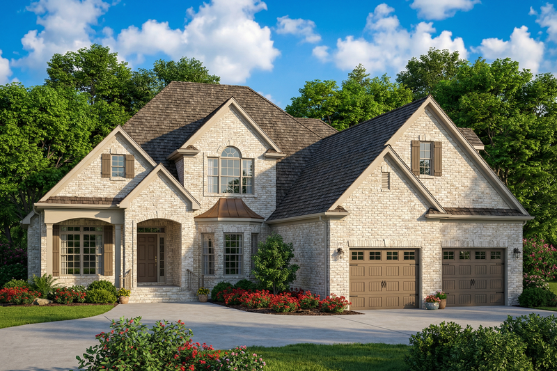 Home Plan - Exterior - Front Elevation 3 for European House Plan #17-2447 - 3 bed, 3 bath