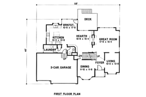 Floor Plan - Main Floor for Traditional House Plan #67-106 - 4 bed, 3.5 bath