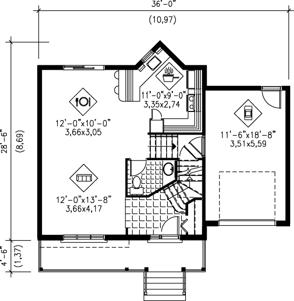 Traditional Floor Plan - Main Floor Plan #25-2001